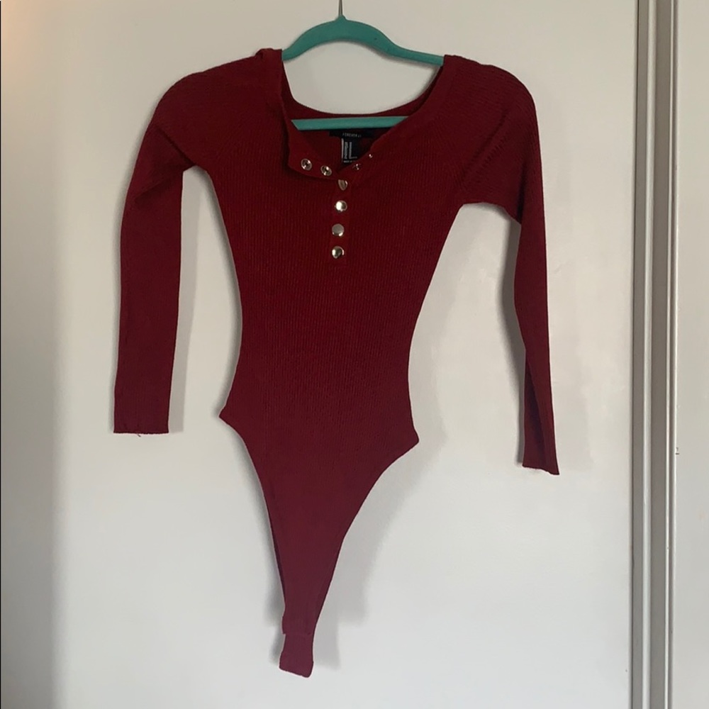 Burgundy Off the shoulder body suit